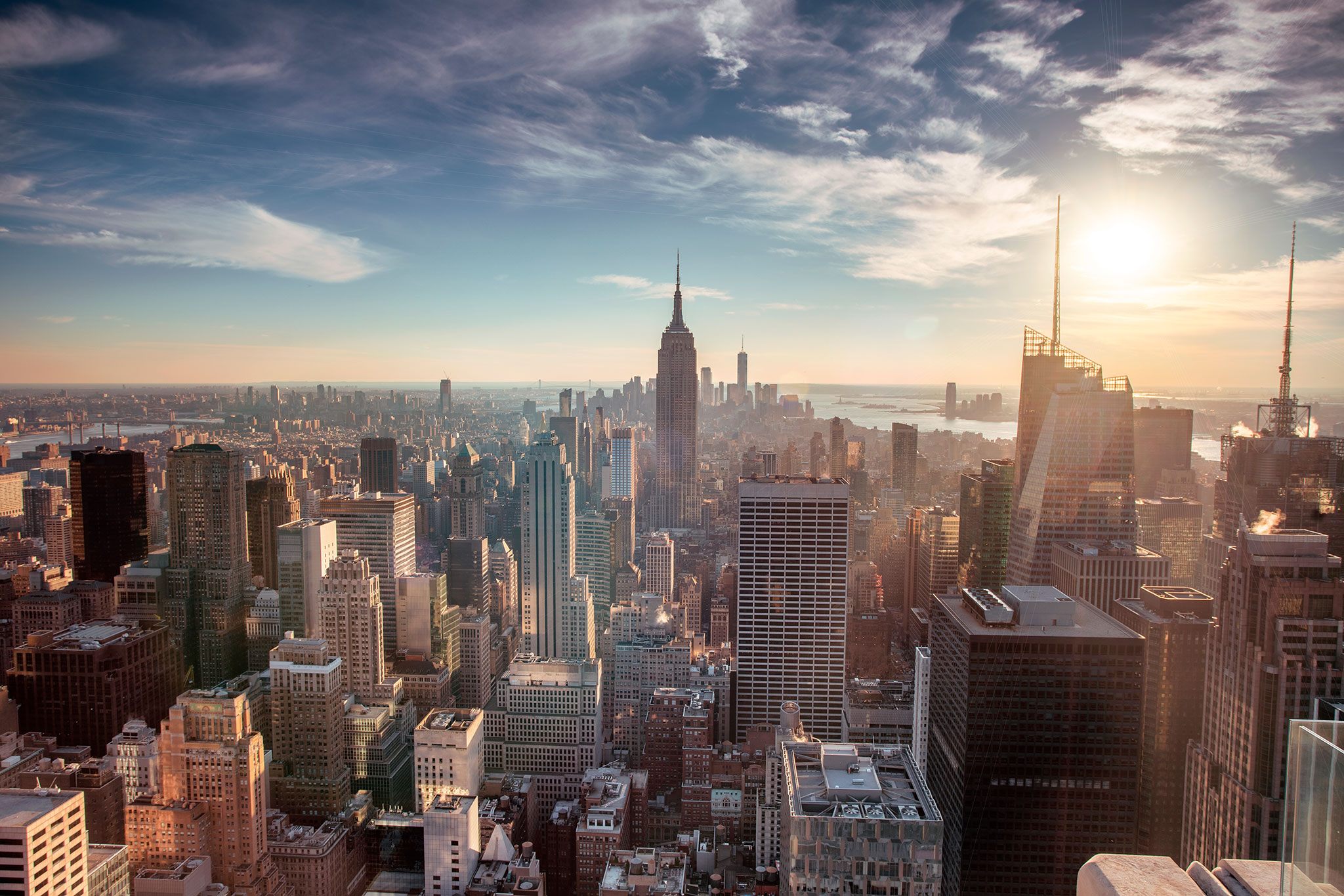 Luftaufnahme der Skyline von New York.